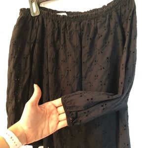 Black Off the Shoulder Eyelet Top